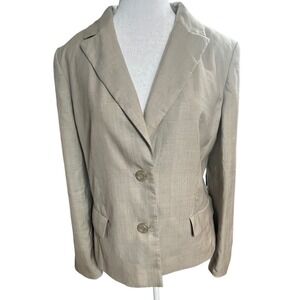Petite Sophisticate Women's Blazer Tan Plaid Wool Silk Blend Size 14‎